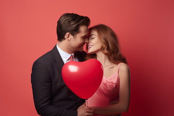 Fototapeta na wymiar couple kissing on Valentine's Day
