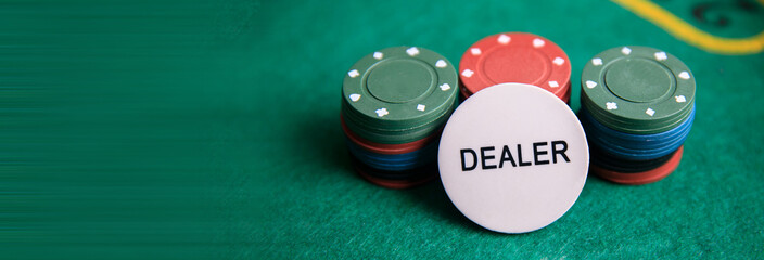 dealer with poker chips