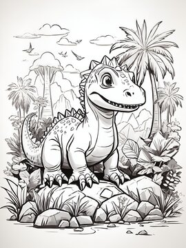learn to color dinosaurs, AI generated