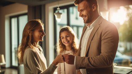 Fototapeta premium estate agent discussing mortgage options with a client generative ai