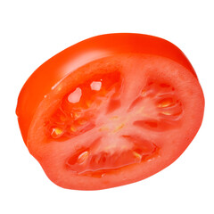 Tomato sliced into rings. Fresh, juicy. Tomato. Angle angle. Isolated.