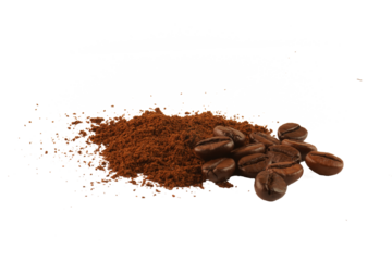Coffee and Ground Coffee Isolated Background