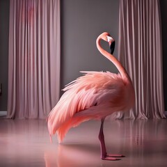 A fancy flamingo dressed as a ballerina, twirling gracefully in a tutu1