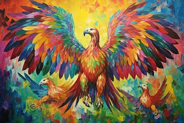 Fototapeta premium Loyal griffins, majestic creatures with the body of a lion and the wings of an eagle - Generative AI