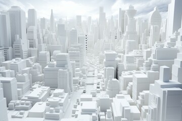 white 3D cityscape. Generative AI