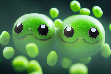 Happy cute green peas smiling