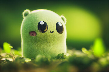 Happy cute green pea smiling