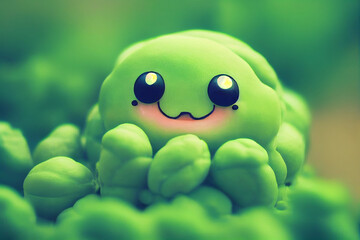 Happy cute green pea smiling