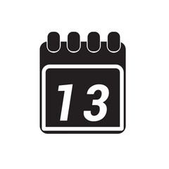 Page of calendar displaying day 13. Illustration.
