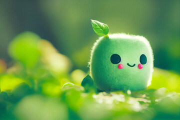 Happy cute green pea smiling