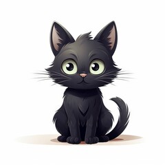 Adorable and humorous black cat character, Generative AI