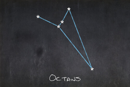 Octans constellation drawn on a blackboard