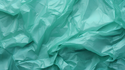 Fototapeta premium Wrinkled green plastic texture. Concept of sustainability. Background.
