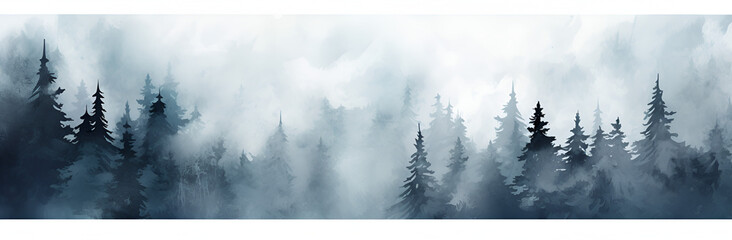 winter landscape with with trees and snow - Powered by Adobe