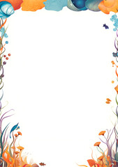 Fototapeta premium Minimalist page frame with flowers and butterflies