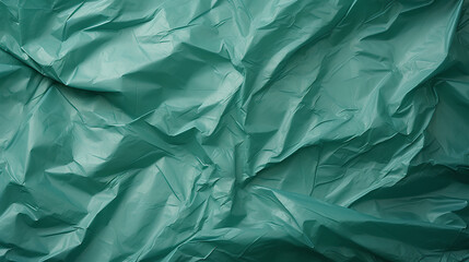 Wrinkled green plastic texture. Concept of sustainability. Background.