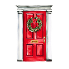 red christmas door isolated
