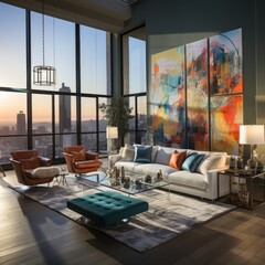 Contemporary, fashionable living room interior design