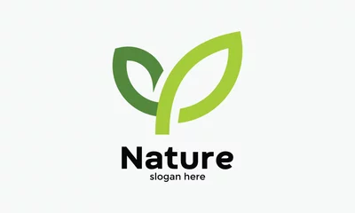 Fotobehang Nature leave logo minimalist design green eco concept bio ecology health life environmental conservation plant growth symbol © KLOP Logo