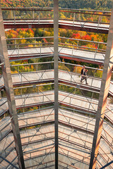 Obsevation tower in mountains autumn quebec