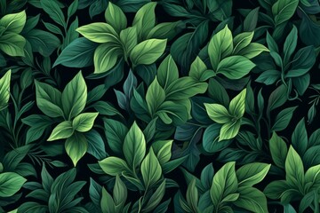 Dark green leaves on floral background. Generative AI