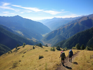 A photo capturing adventurous hikers and backpackers traversing a scenic long-distance trail.