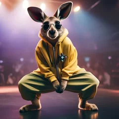 Foto op Aluminium A hip-hop kangaroo in baggy pants and bling, showing off dance moves5 © Ai.Art.Creations