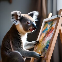 A koala as a painter, wearing a beret and holding a tiny artist's palette5