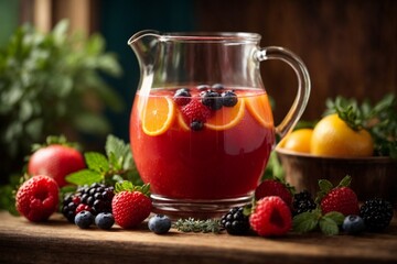 A rustic and charming pitcher of homemade juice