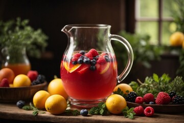 A rustic and charming pitcher of homemade juice