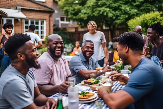 Diverse Group Of Neighbors Having A Block Party  