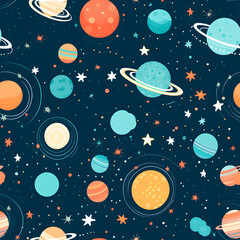 Galaxy Children style color seamless pattern tile