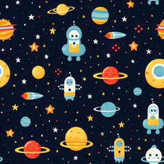 Fantasy Galaxy vector style seamless pattern tile