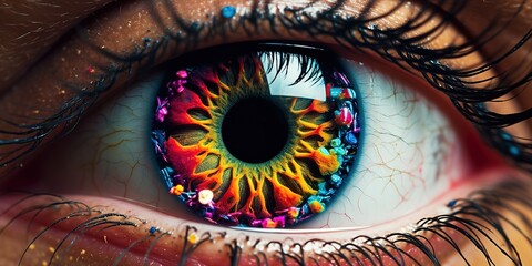 Colorful abstract eye. Generative AI
