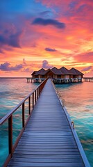 Obraz premium Maldives, dream trip, beautiful, sunny, exotic vacations. Ai generative