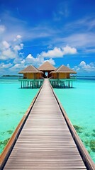 Maldives, dream trip, beautiful, sunny, exotic vacations. Ai generative