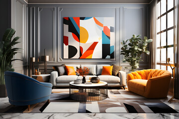  Art deco-inspired living space with bold geometric patterns 