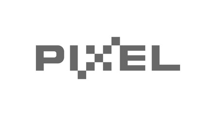The monogram is the letter P I X E L. Landscape, elegant and outline.