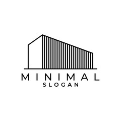 Real estate, house, building construction Logo design vector template. Modern minimalist line art for real estate, houses, hotels, container