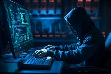 hacker working on computer