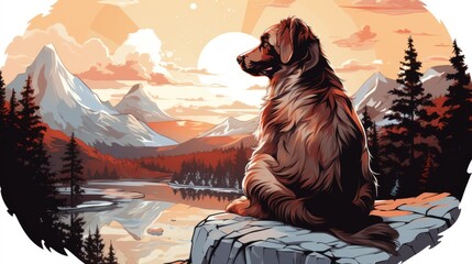 A canine adventurer takes in the stunning mountain scenery on a hike in the great outdoors.