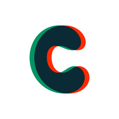 Letter C logo with stereo effect. Perfect to use in any disco labels, dj logos, electromusic posters, bright identity, etc.