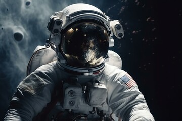 Modern astronaut exploring outer space. Generative AI