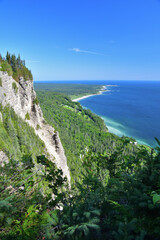 Eastern canadian landscape Forillon national park cap bon ami area. Where mountains cliff meets...