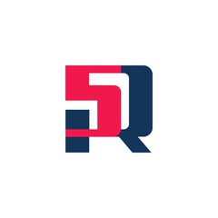 The monogram is the number 5 and letter R. Elegant and outline.