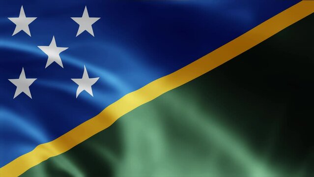 Solomon Island flag is waving 3D animation. Solomon Island flag waving in the wind. National flag of Solomon Island. flag seamless loop animation
