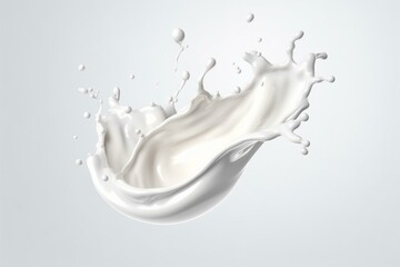 Splashing milk or yogurt in white liquid, isolated with clipping path, 3D illustration. Generative AI