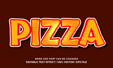 Pizza editable text effect template, 3d cartoon style typeface, premium vector