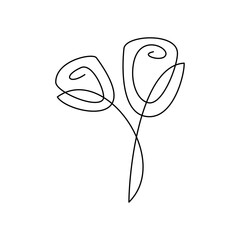 Simple One Line Flower Hand Drawn Logo Illustration