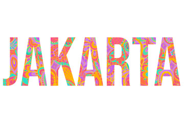 Decorative Jakarta name with colorful doodle pattern